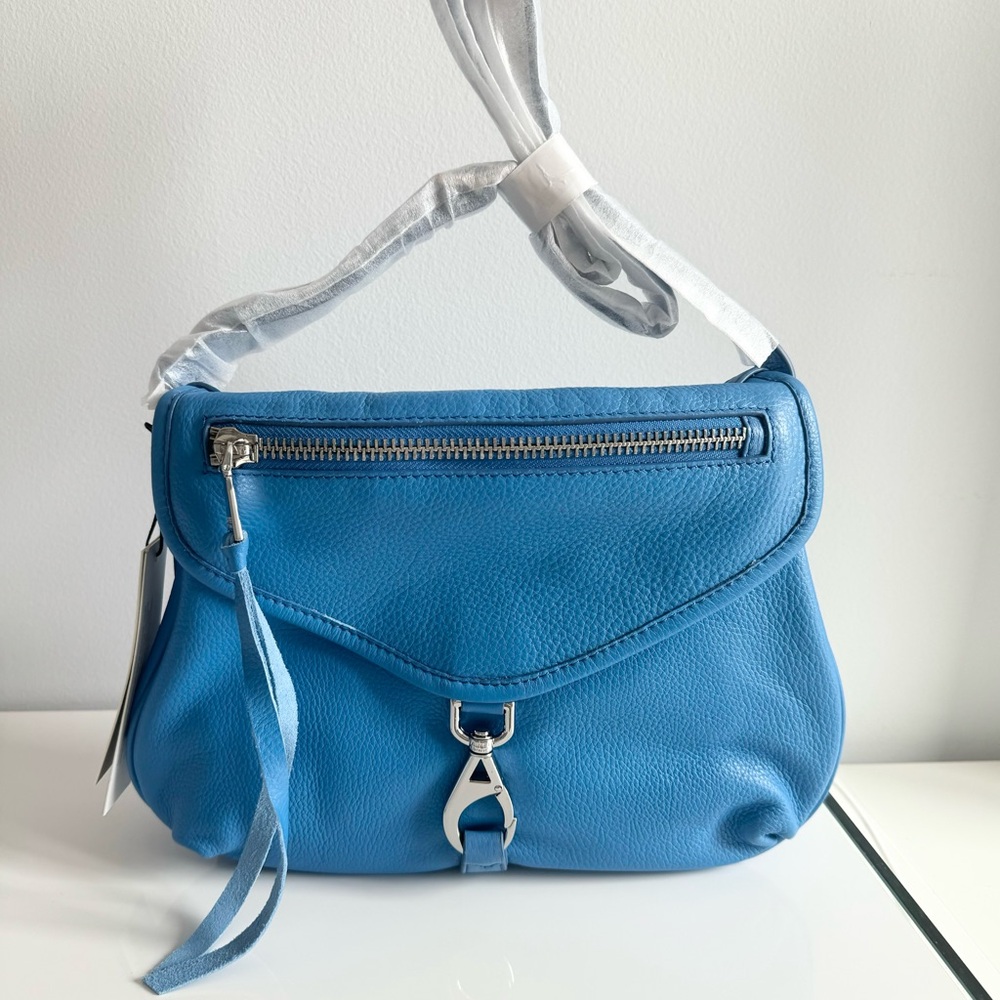 Aimee Kestenberg A-Team Leather Messenger 100% Leather Bag Blue Crossbody Bag